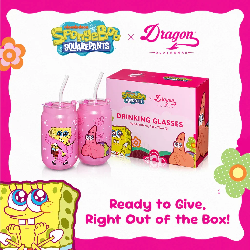 SpongeBob SquarePants Patrick & SpongeBob Pink Drinking Glasses - Image 4