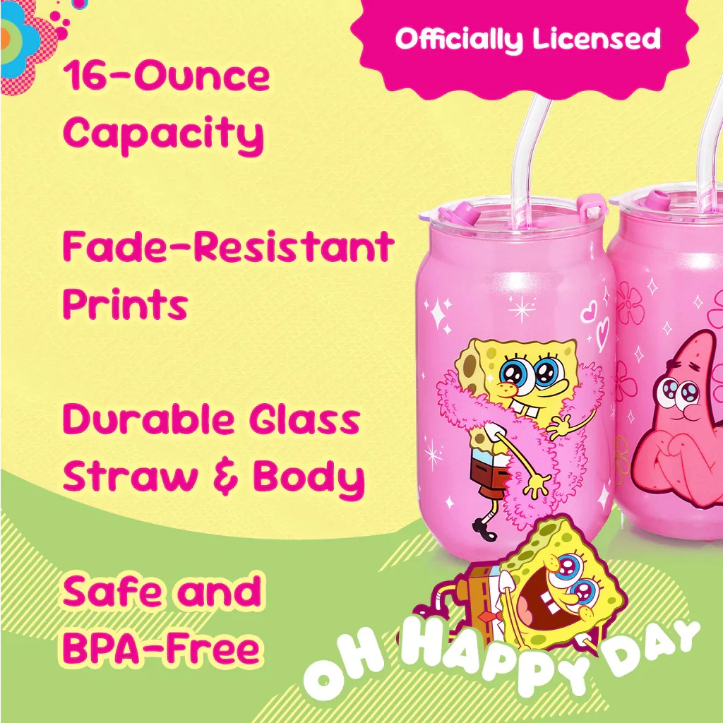 SpongeBob SquarePants Patrick & SpongeBob Pink Drinking Glasses - Image 5