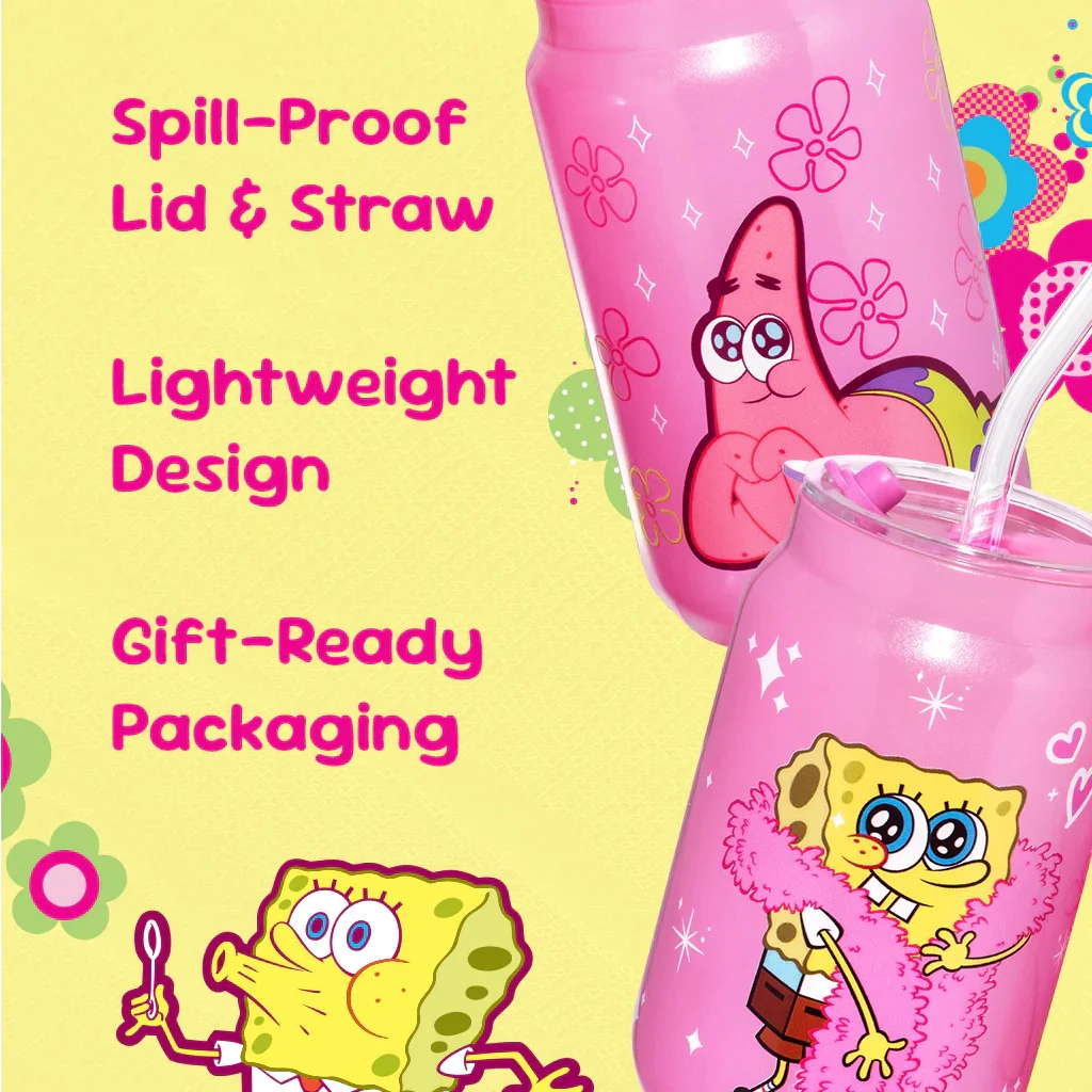 SpongeBob SquarePants Patrick & SpongeBob Pink Drinking Glasses - Image 8