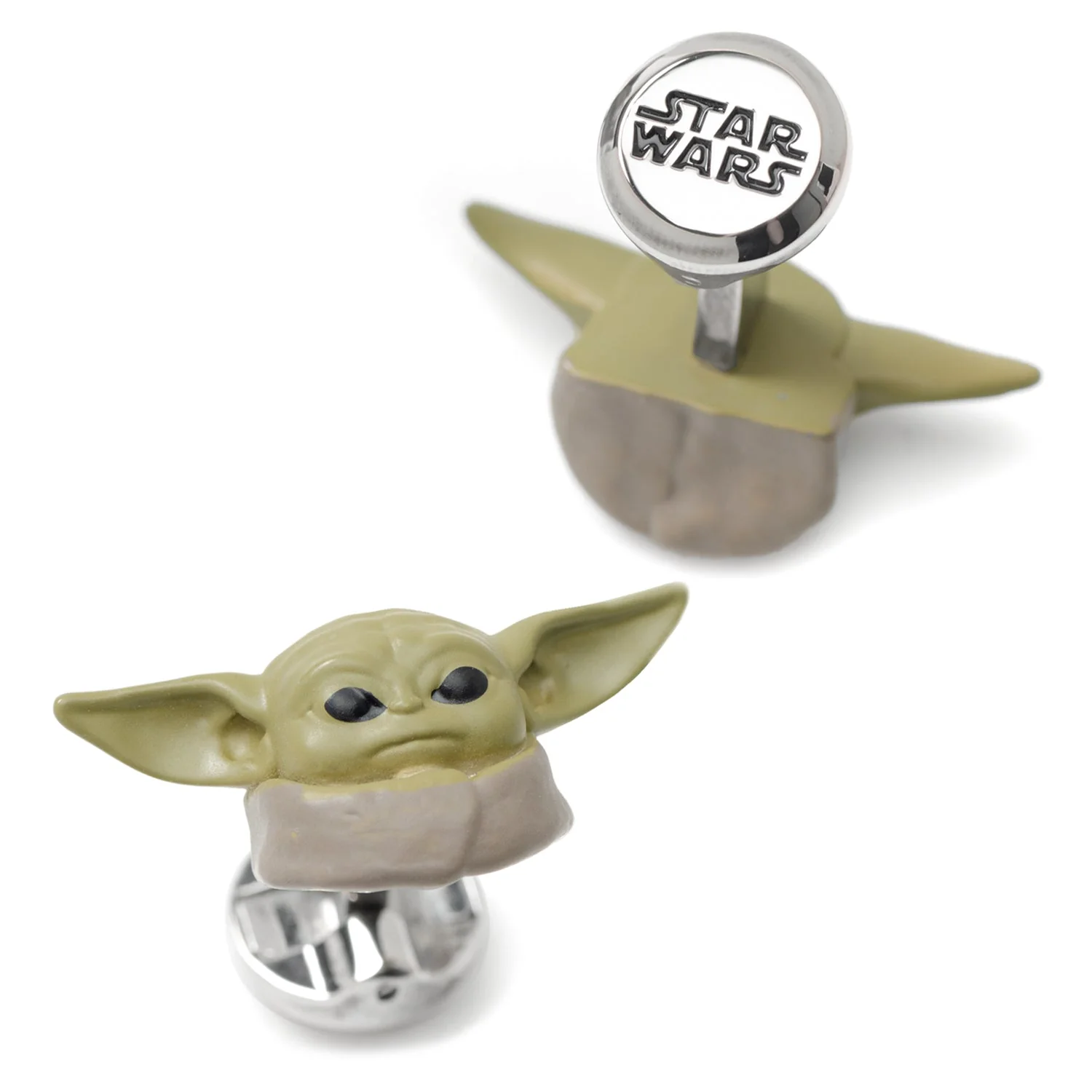 Star Wars Grogu 3D Cufflinks with Star Wars Logo Backing - Image 2