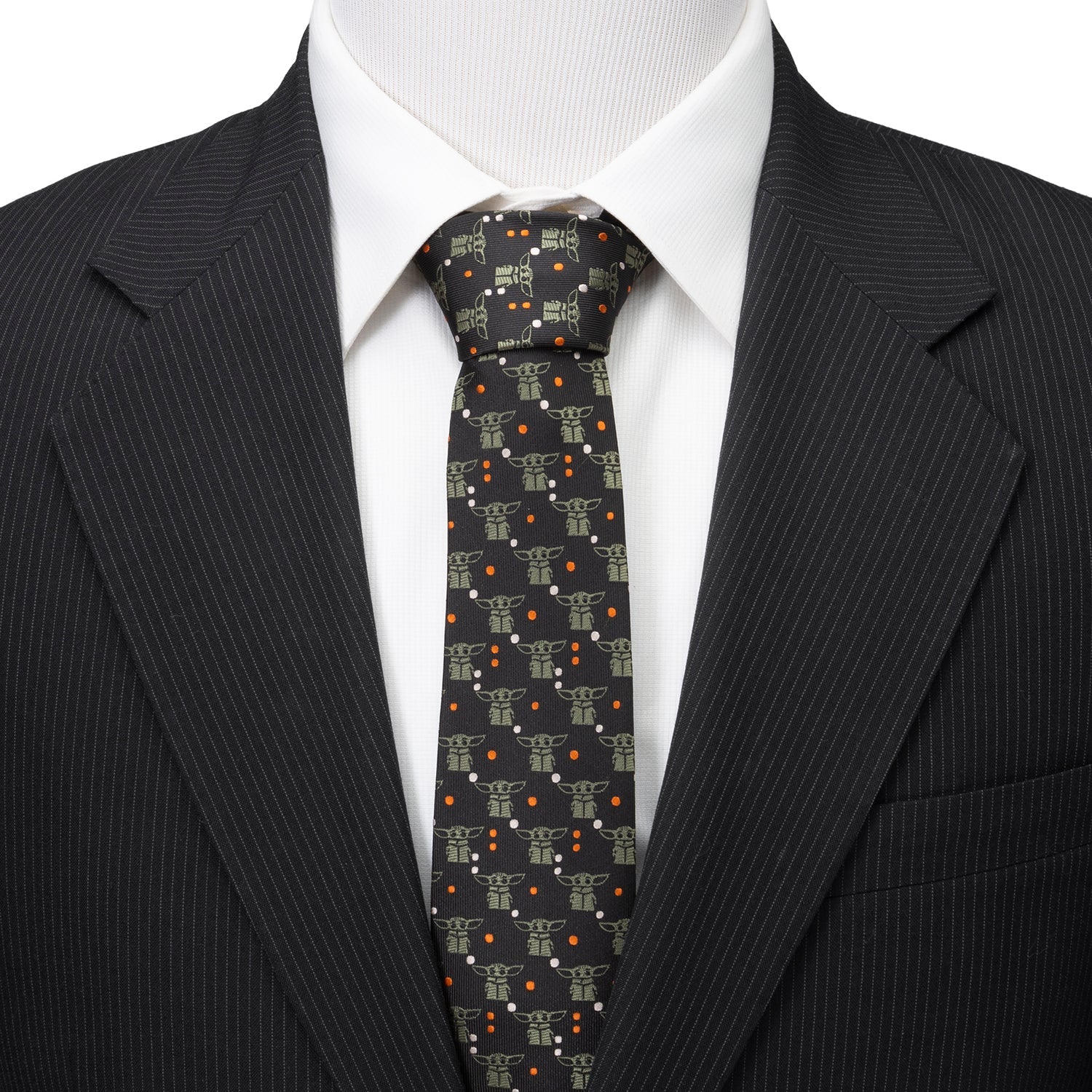 Star Wars Grogu Black and Orange Dotted Professional Necktie - Image 2