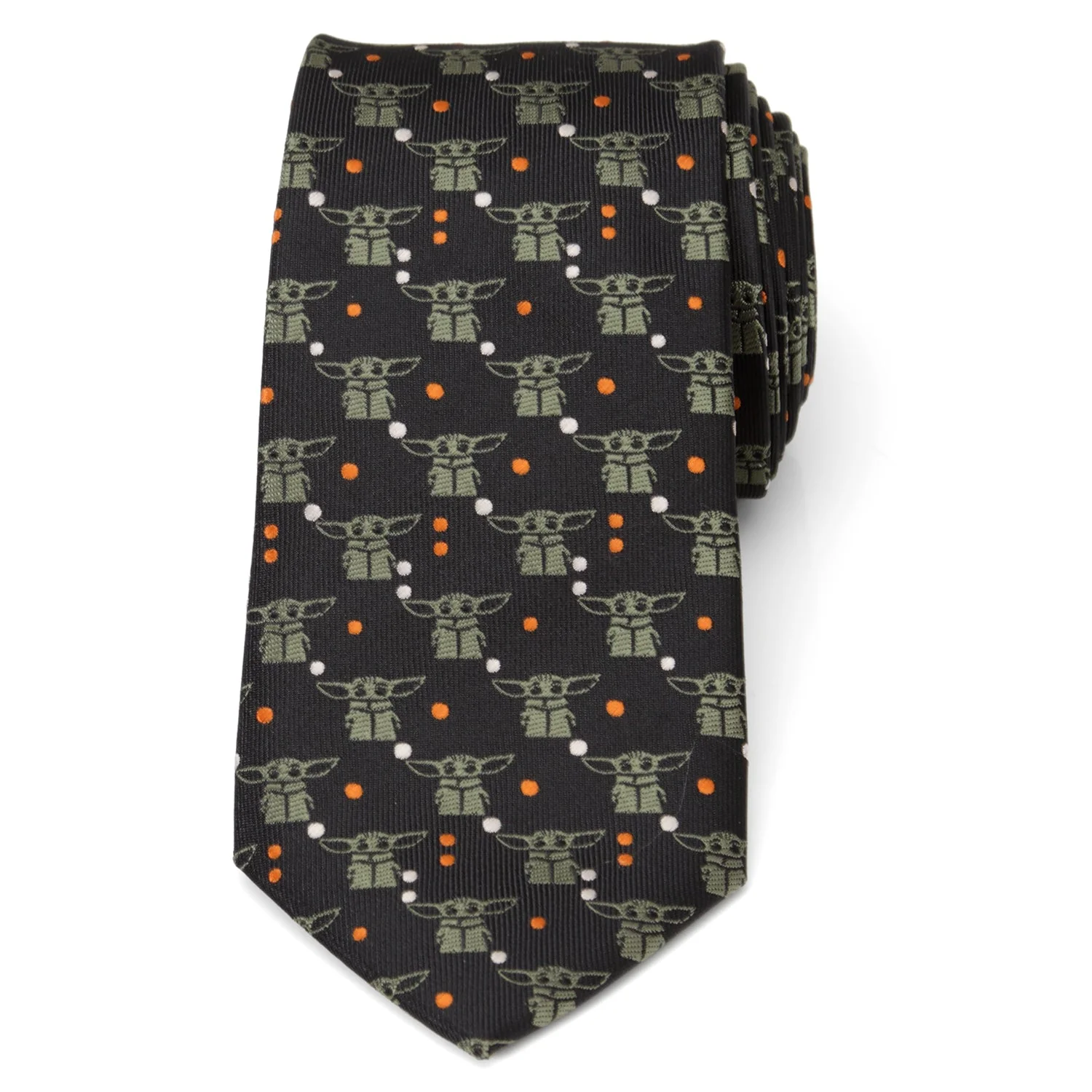 Star Wars Grogu Black and Orange Dotted Professional Necktie - Image 3