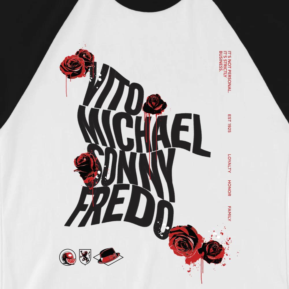 The Godfather Names 3/4 Sleeve Raglan Shirt - Image 2